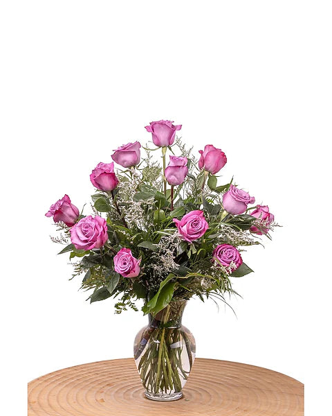 Long Stem Lavender 12 Roses Bouquet